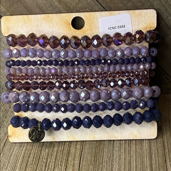 Pink Panache Purple Beaded Stack Bracelet Set - Picture 4 of 6